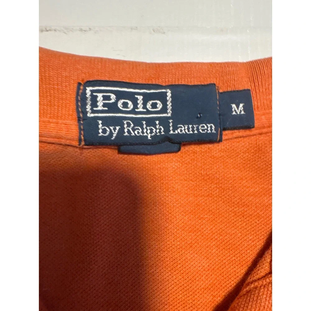 Polo Ralph Lauren Polo Shirt Mens M Orange Good Short Sleeve Pique Pony Logo